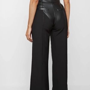 Vegan Leather & Woven Trousers Maniere De Voir